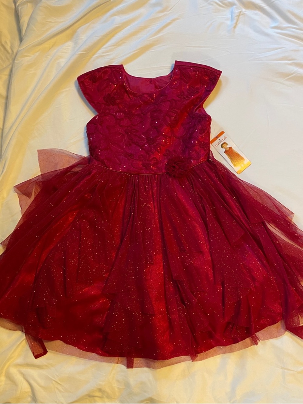 Jona Michelle Burgundy Sparkle Flower Girl Dress